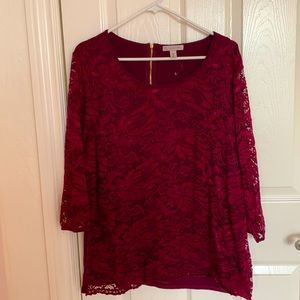 Dress barn maroon lace top. In like new condition